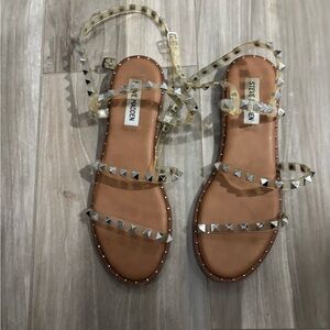 Steve Madden Clear and Tan Studded Sandals